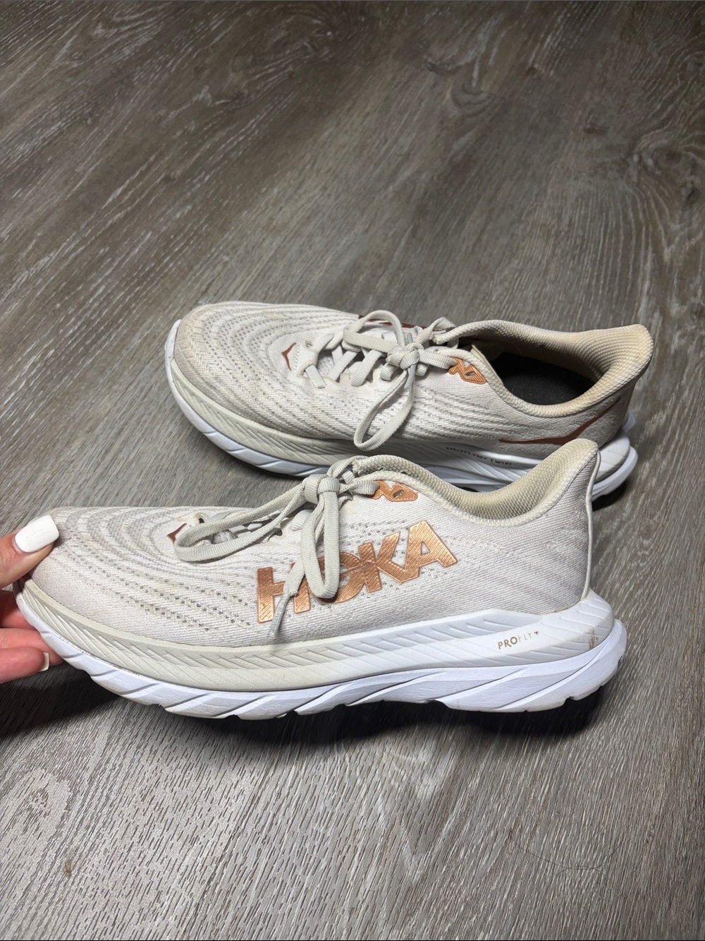 HOKA Women's Neutral Running Shoes in Light Beige 7.5